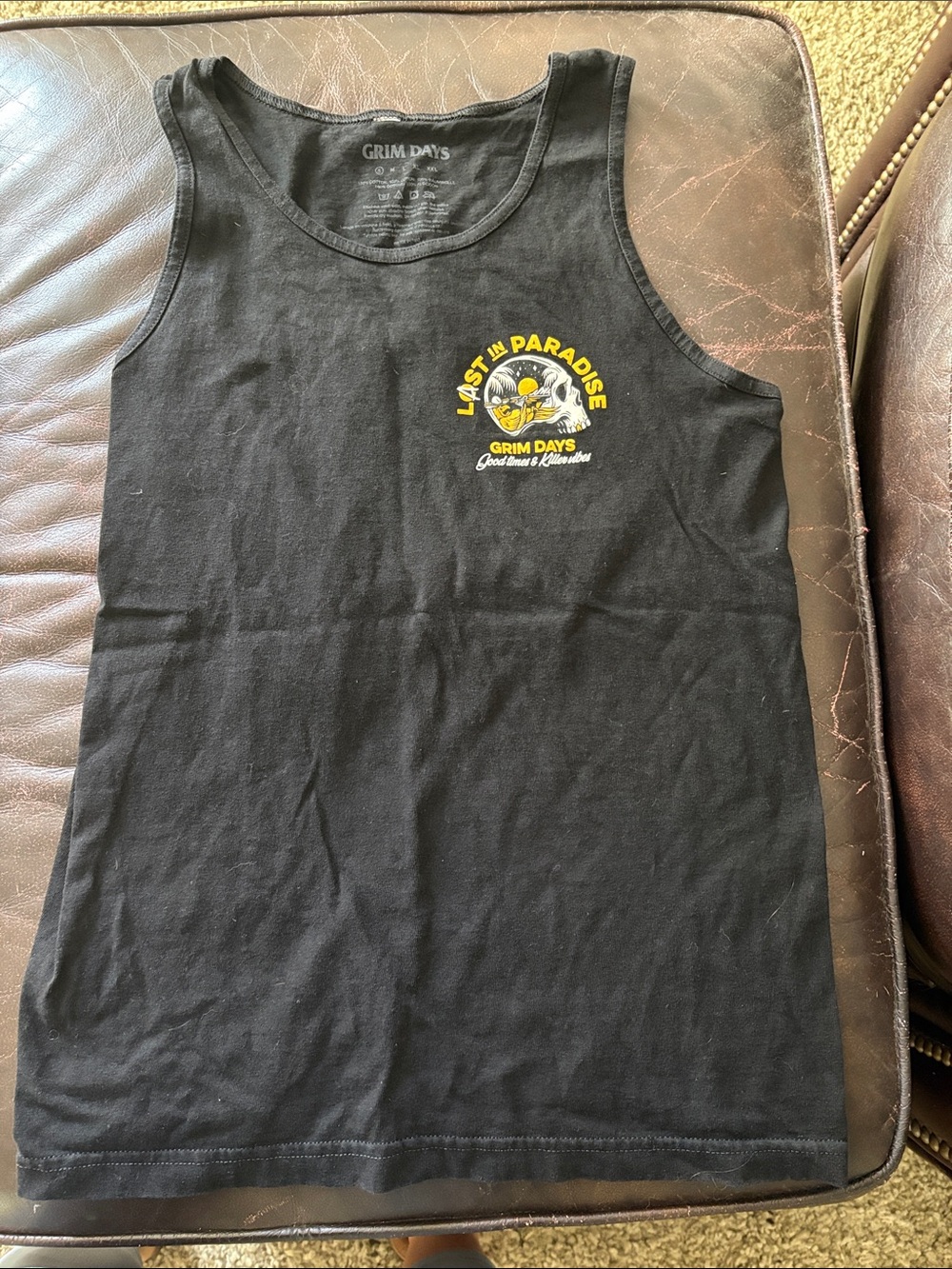 Men's Black Tank Top - 'Last in Paradise' Graphic